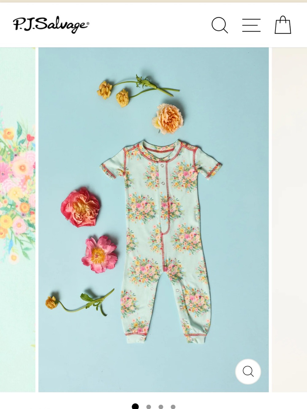 P.J. Salvage Mint Floral One-Piece with Pink Trim